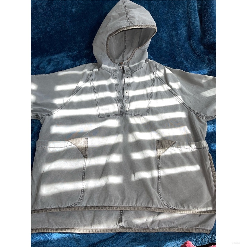 FREE PEOPLE Quarter Button Jean Sweatshirt Jacket